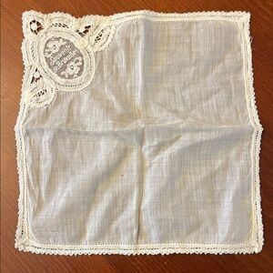 Vintage Victorian Ivory Lace Lace Trim Handkerchief